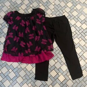George Black and Pink Butterfly Top with Leggings